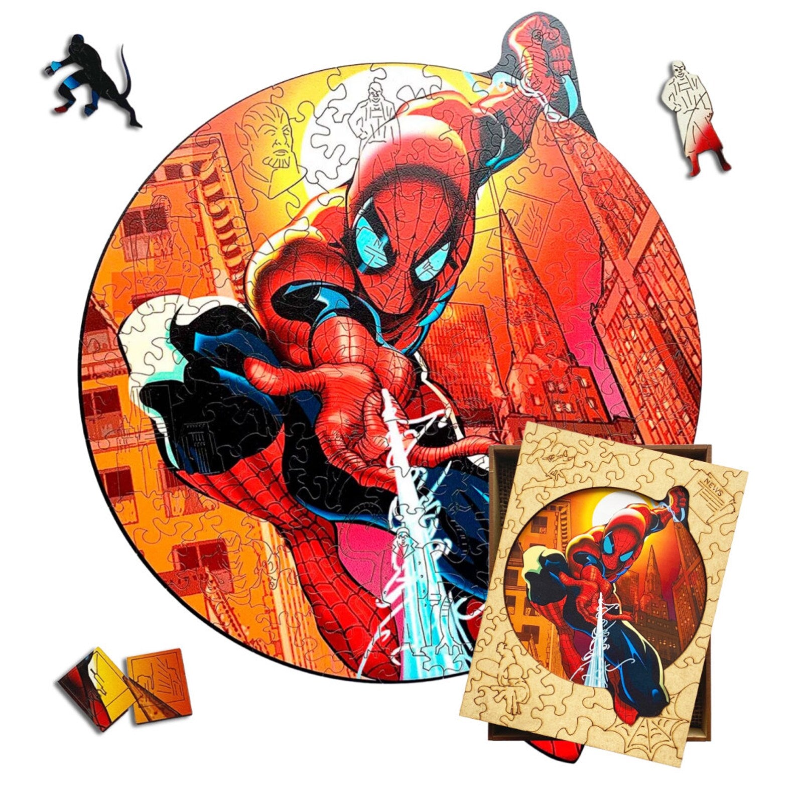 WOODEN JIGSAW PUZZLE SPIDER HERO