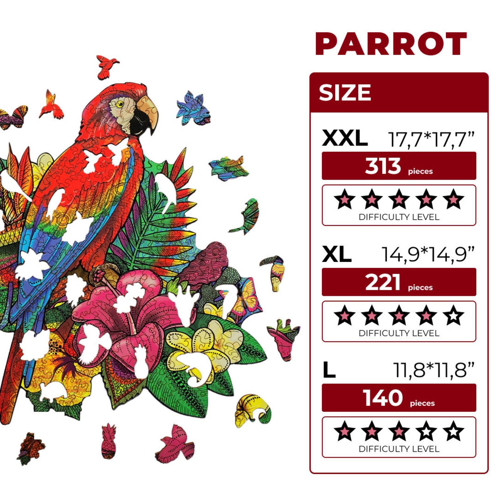 WOODEN JIGSAW PUZZLE PARROT