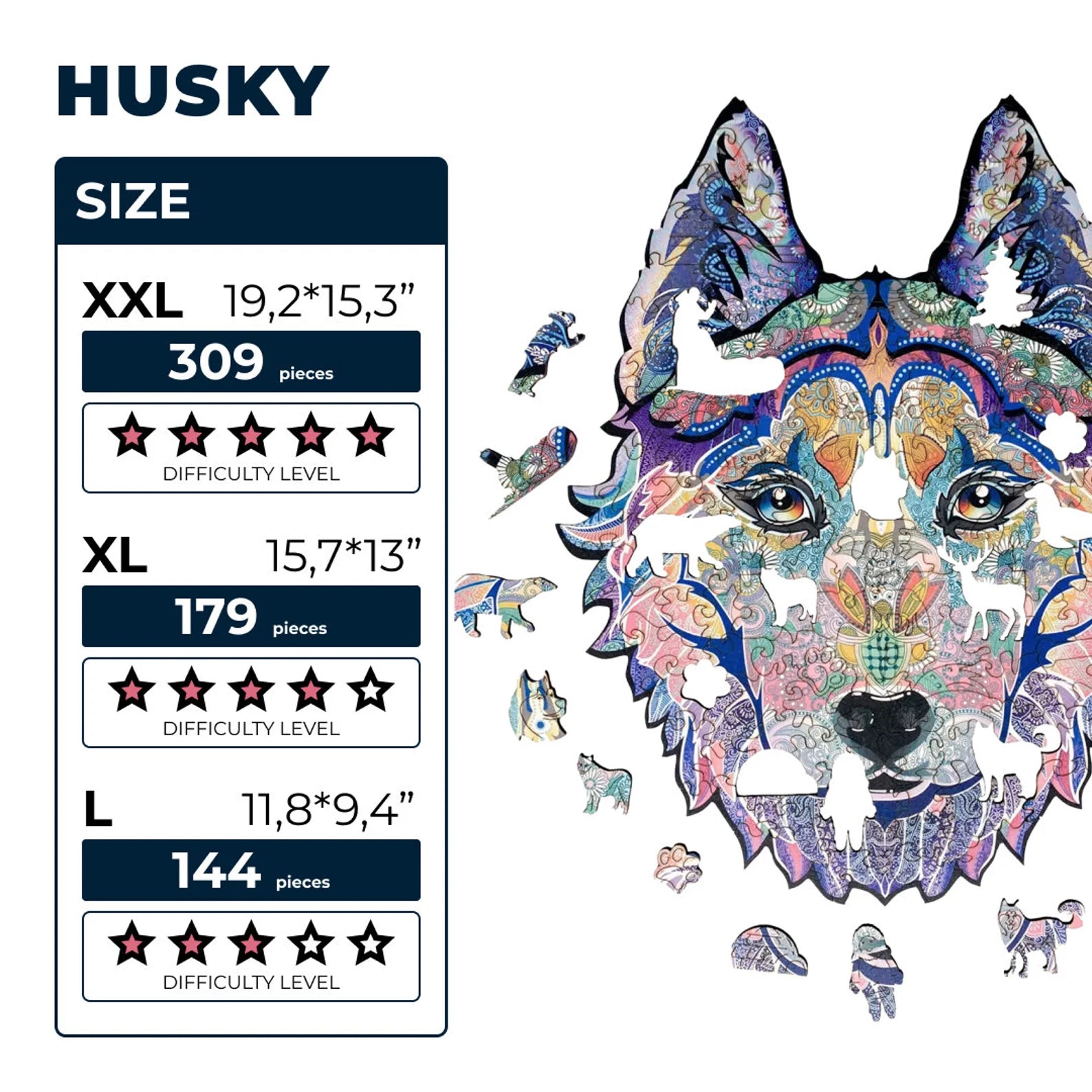 WOODEN JIGSAW PUZZLE HUSKY