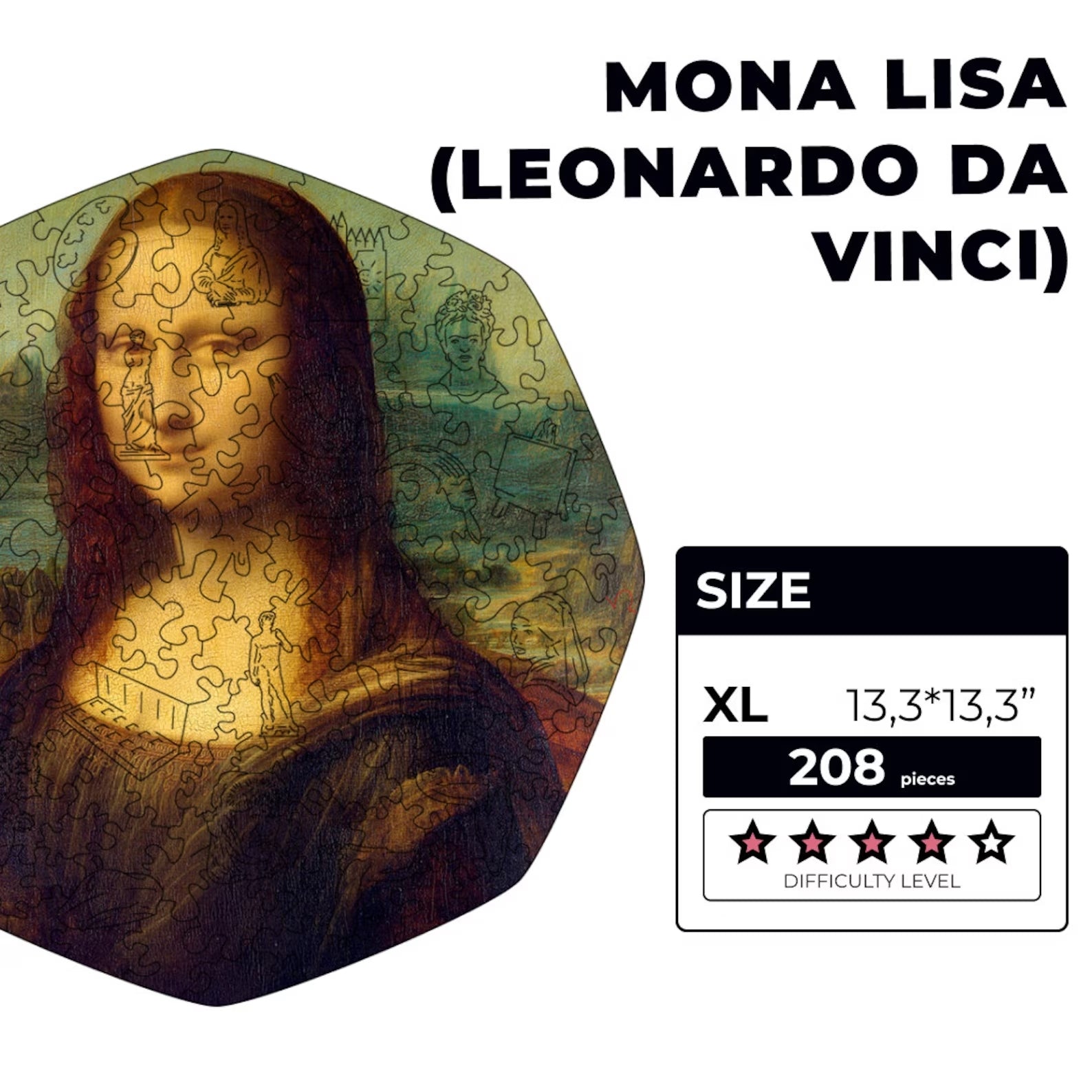 WOODEN JIGSAW PUZZLE MONA LISA