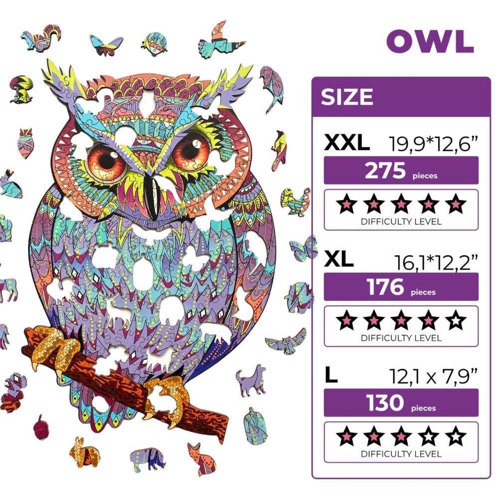 WOODEN JIGSAW PUZZLE TAWNY OWL