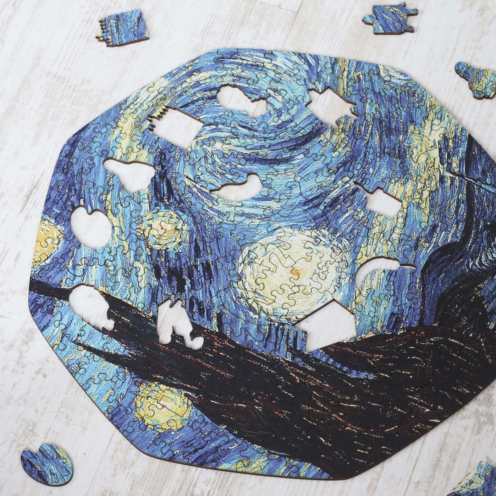 WOODEN JIGSAW PUZZLE STARRY NIGHT