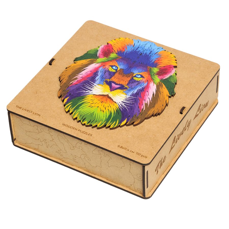 WOODEN JIGSAW PUZZLE COLORFUL LION