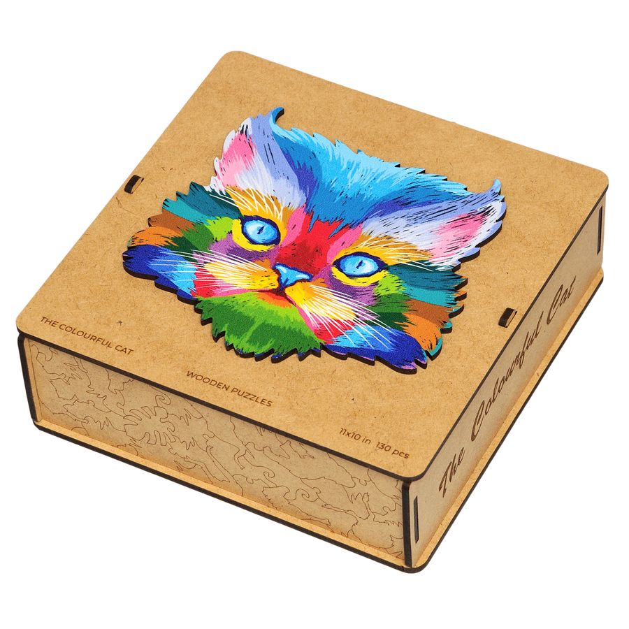 WOODEN JIGSAW PUZZLE COLORFUL CAT