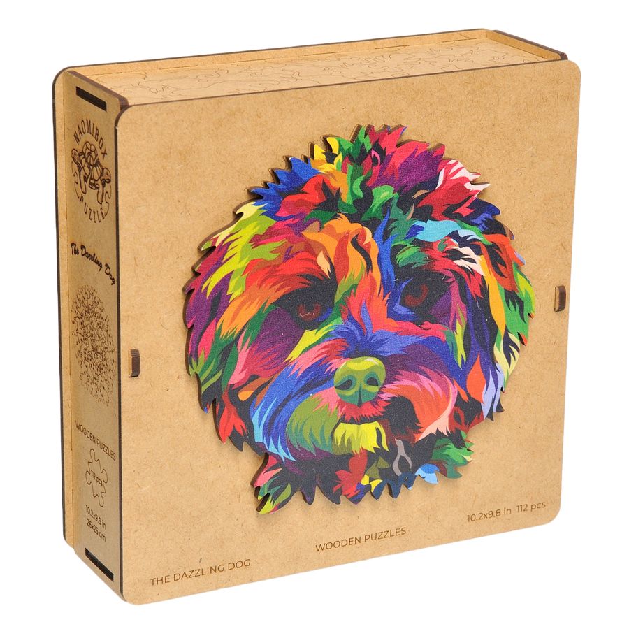 WOODEN JIGSAW PUZZLE COLORFUL DOG