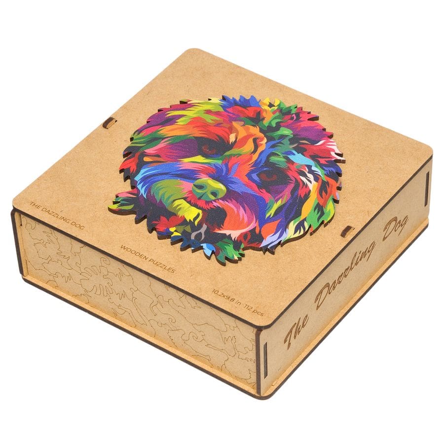 WOODEN JIGSAW PUZZLE COLORFUL DOG