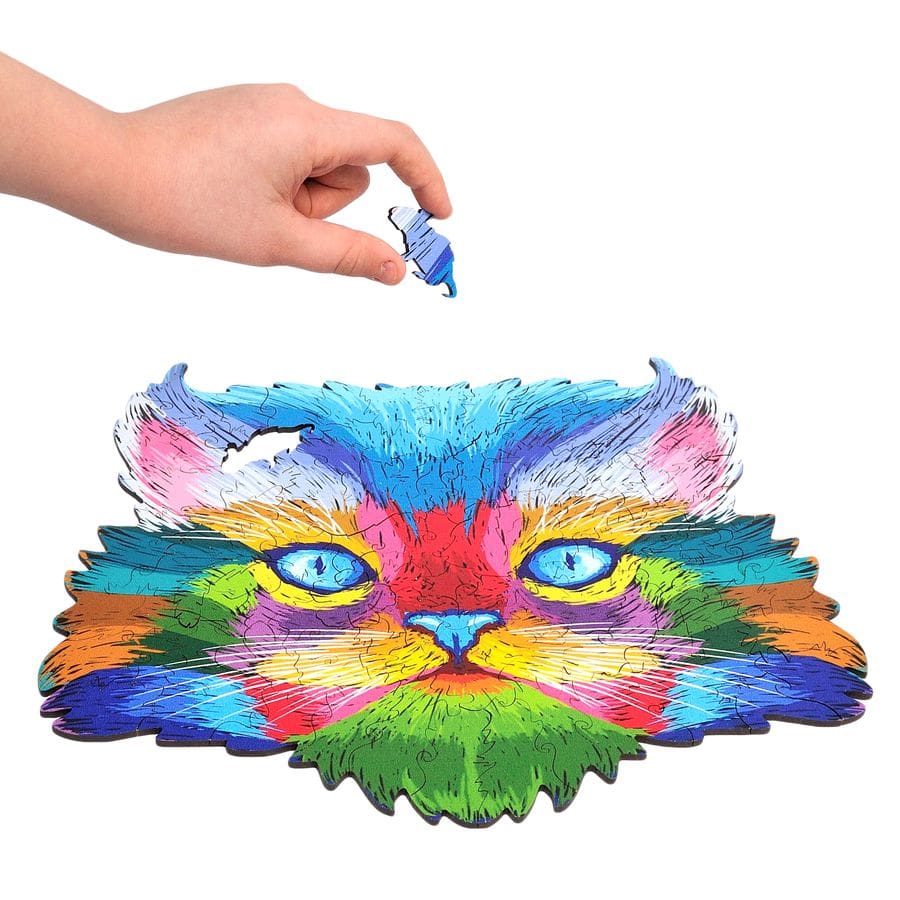 WOODEN JIGSAW PUZZLE COLORFUL CAT