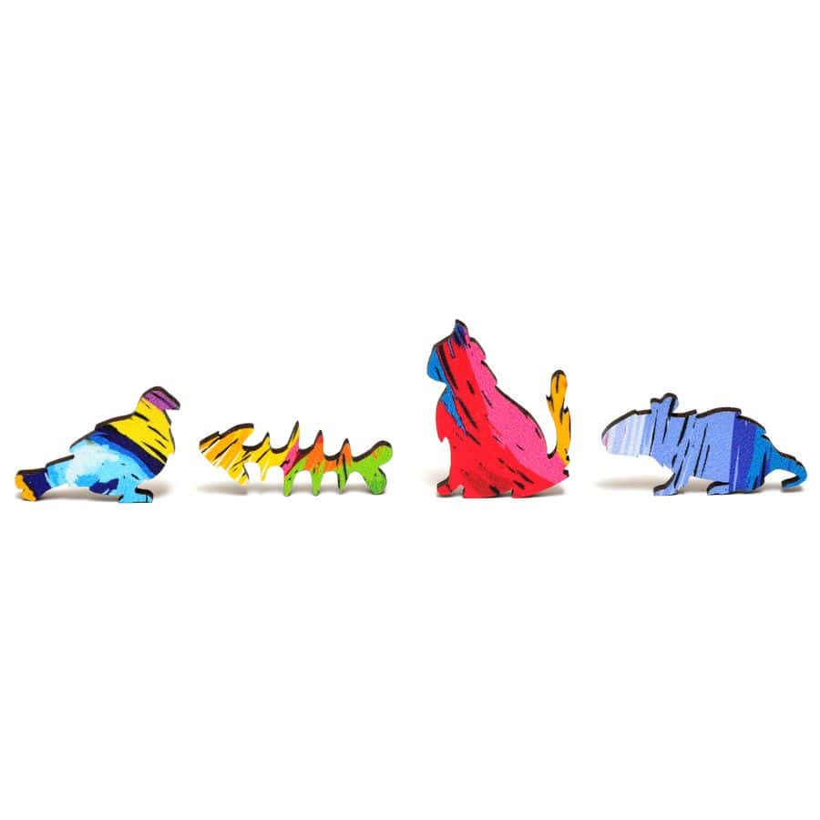 WOODEN JIGSAW PUZZLE COLORFUL CAT