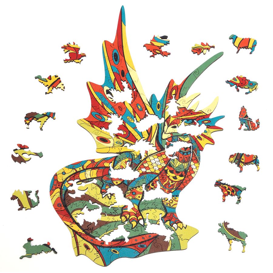 WOODEN JIGSAW PUZZLE GOLDY DRAGON