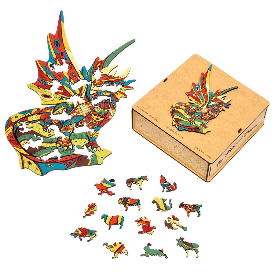 WOODEN JIGSAW PUZZLE GOLDY DRAGON