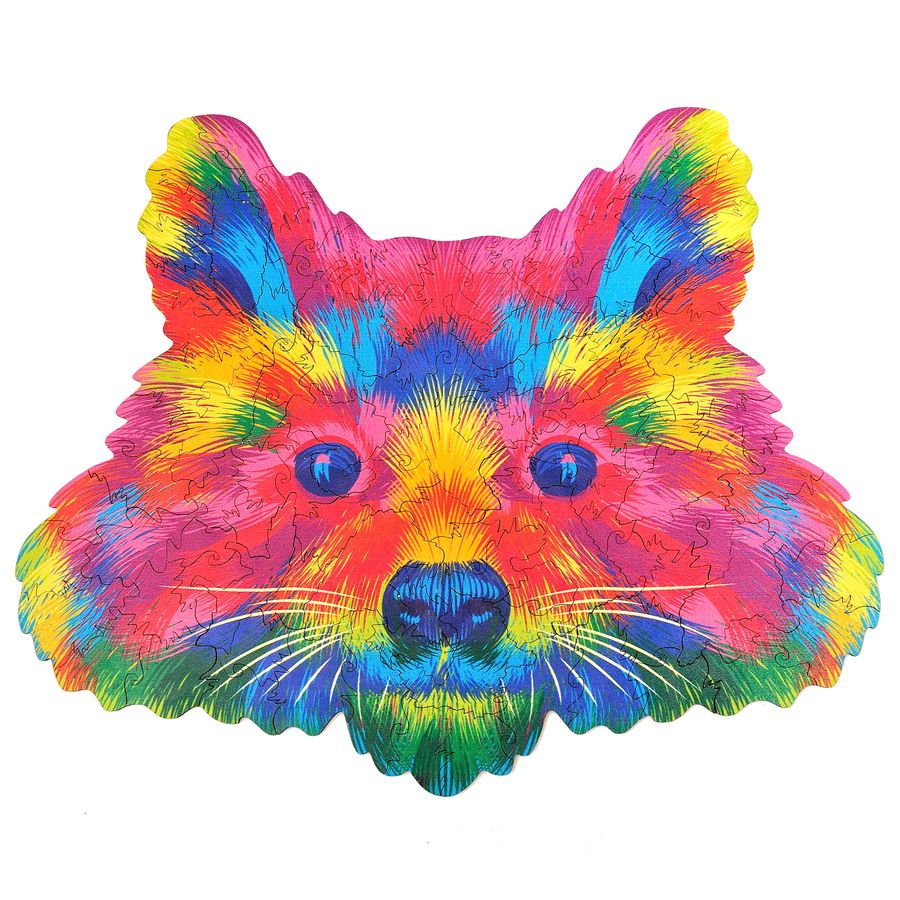 WOODEN JIGSAW PUZZLE COLORFUL RACOON