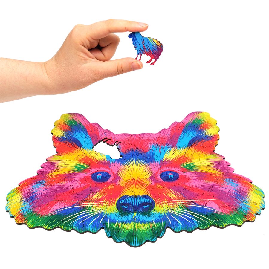 WOODEN JIGSAW PUZZLE COLORFUL RACOON