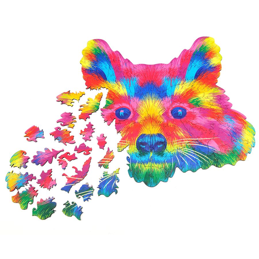 WOODEN JIGSAW PUZZLE COLORFUL RACOON