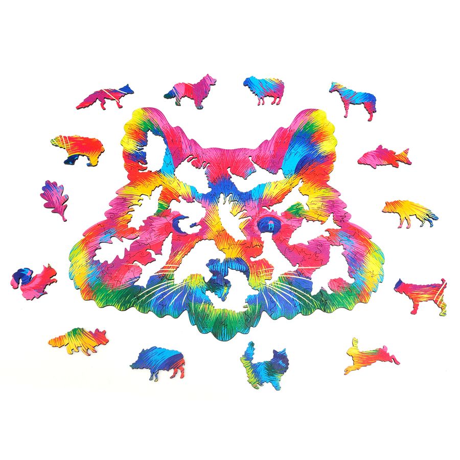 WOODEN JIGSAW PUZZLE COLORFUL RACOON