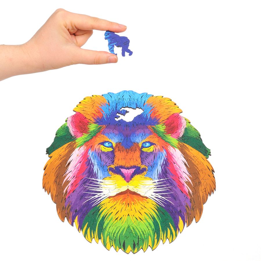 WOODEN JIGSAW PUZZLE COLORFUL LION