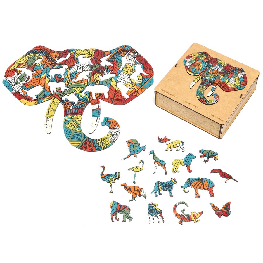 WOODEN JIGSAW PUZZLE GOLDY ELEPHANT