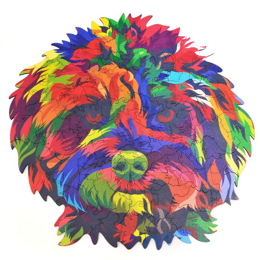 WOODEN JIGSAW PUZZLE COLORFUL DOG