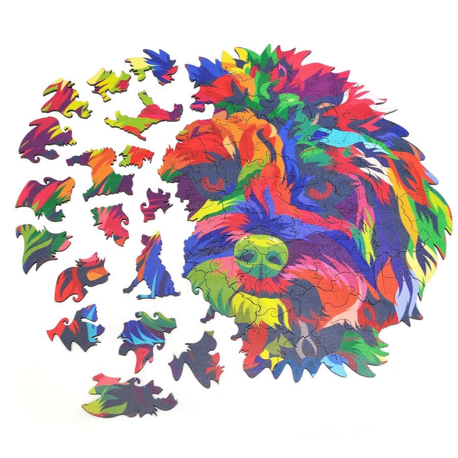 WOODEN JIGSAW PUZZLE COLORFUL DOG