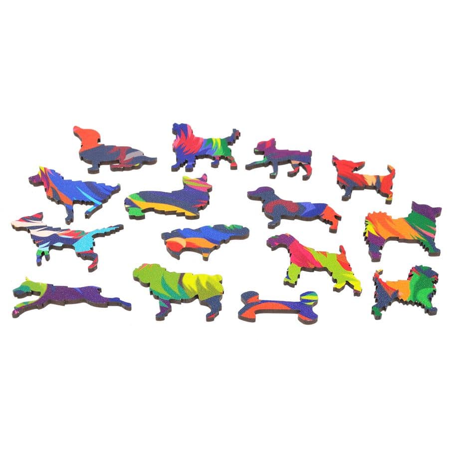 WOODEN JIGSAW PUZZLE COLORFUL DOG