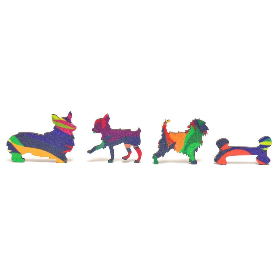 WOODEN JIGSAW PUZZLE COLORFUL DOG