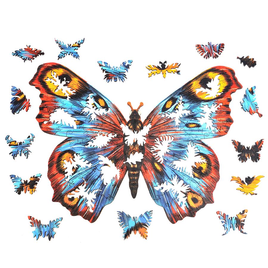 WOODEN JIGSAW PUZZLE COLORFUL BUTTERFLY