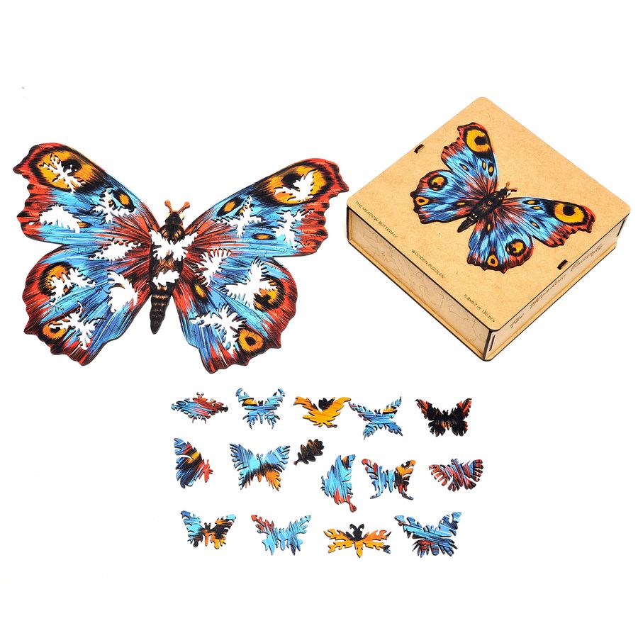 WOODEN JIGSAW PUZZLE COLORFUL BUTTERFLY