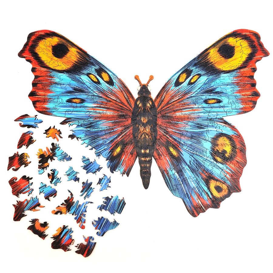 WOODEN JIGSAW PUZZLE COLORFUL BUTTERFLY